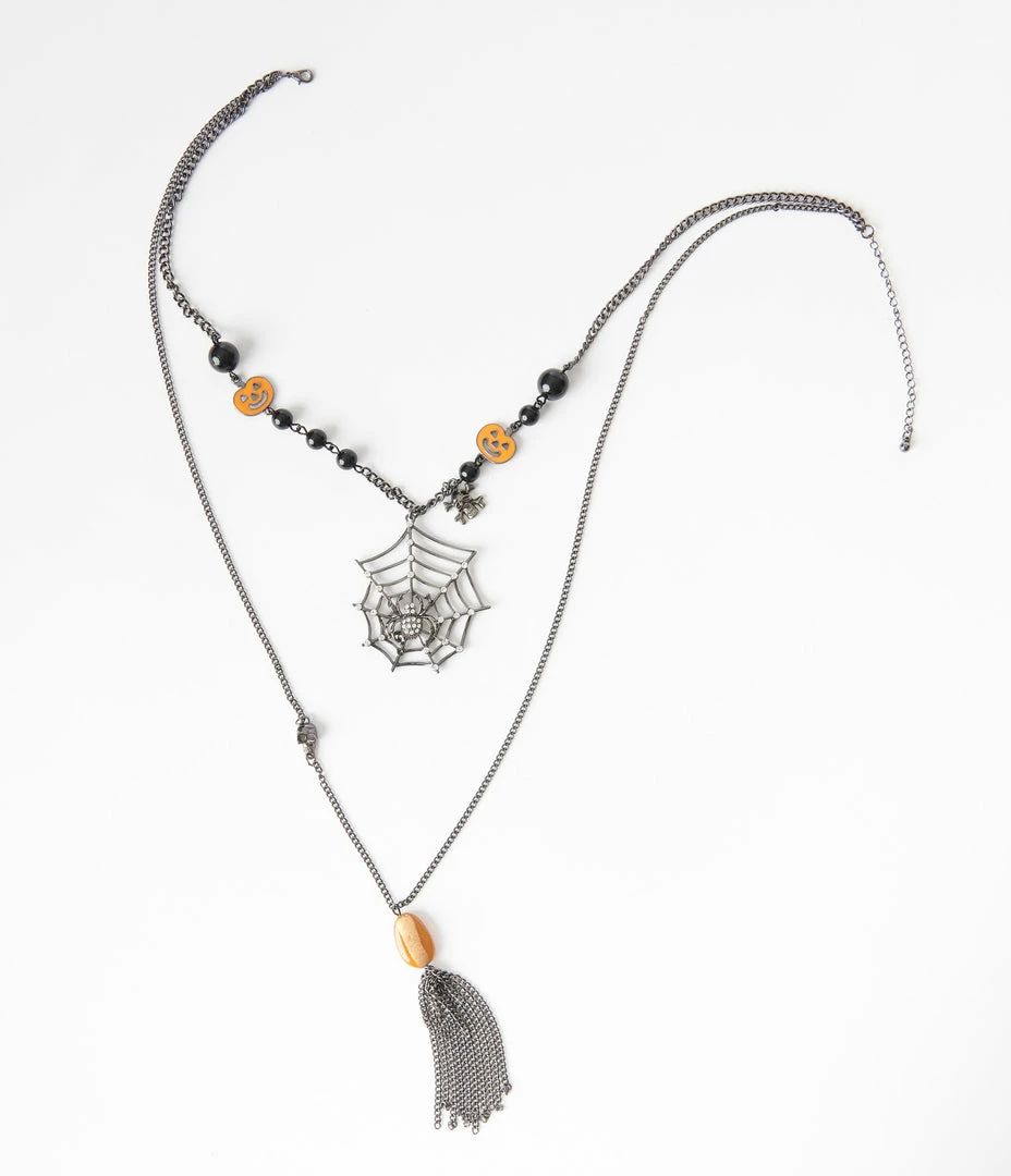 Anarchy Street Spider Web Layered Chain Necklace Jewelry