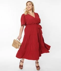 Flying Tomato Burgundy Tiered Midi Dress New Arrivals!