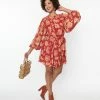 Flying Tomato New Arrivals! Fuchsia & Gold Floral Fit & Flare Dress