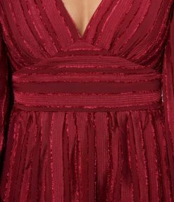 Flying Tomato Wine Textured Stripe Mini Dress