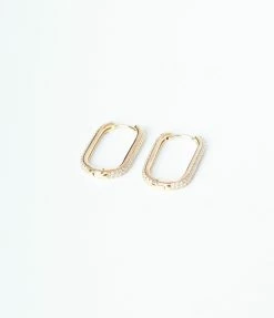 Anarchy Street Accessories Pave Oval Rhinestone & Gold Hoop Earrings