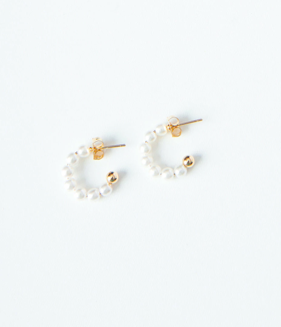 Anarchy Street Pearl Bead Dainty Hoop Earrings