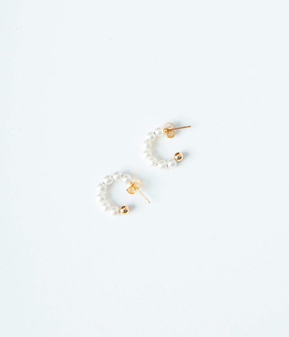 Anarchy Street Pearl Bead Dainty Hoop Earrings