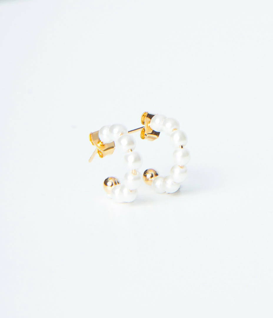 Anarchy Street Pearl Bead Dainty Hoop Earrings