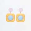 Anarchy Street Jewelry Mustard Square & Blue Dot Drop Earrings