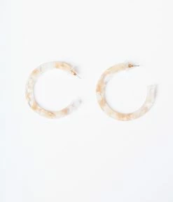 Anarchy Street Accessories Beige & Circle Marble Hoop Earrings