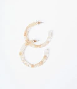 Anarchy Street Accessories Beige & Circle Marble Hoop Earrings