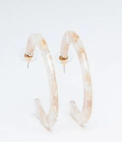 Anarchy Street Accessories Beige & Circle Marble Hoop Earrings