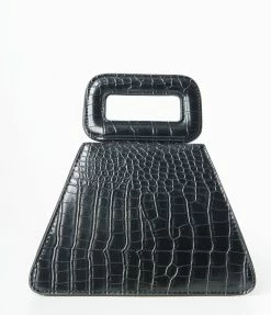 Anarchy Street Black Leatherette Reptile Texture Handbag Accessories