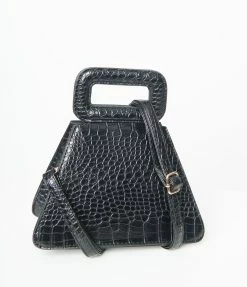 Anarchy Street Black Leatherette Reptile Texture Handbag Accessories