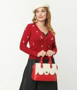 SHEEN Clothing Ltd Red & White Daisy Cardigan Sale