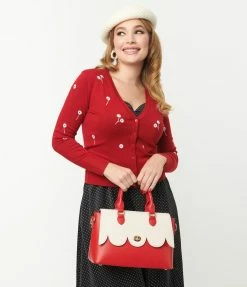 SHEEN Clothing Ltd Red & White Daisy Cardigan Sale