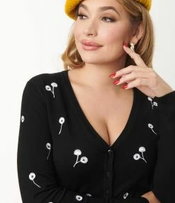 SHEEN Clothing Ltd Black & White Daisy Cardigan New Arrivals!