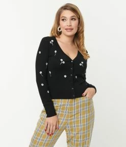 SHEEN Clothing Ltd Black & White Daisy Cardigan New Arrivals!