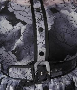 Katakomb Plus Size Black & Grey Floral Print Dakota Flare Dress Clothing