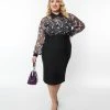 Katakomb Plus Size Black Spider Web Wiggle Skirt