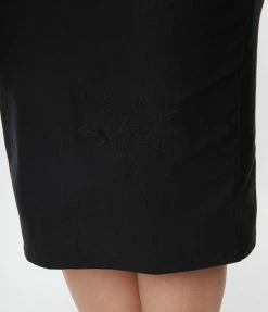 Katakomb Plus Size Black Spider Web Wiggle Skirt