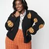 Heimish USA (Rachael) Sale Plus Size Black & Pumpkin Fuzzy Open Cardigan