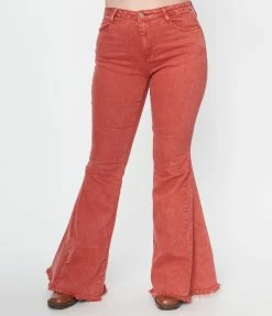 Saints & Hearts Rust Washed Denim Flare Jeans