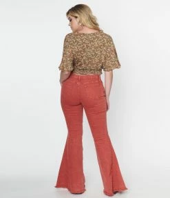 Saints & Hearts Rust Washed Denim Flare Jeans