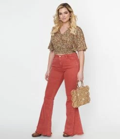 Saints & Hearts Rust Washed Denim Flare Jeans