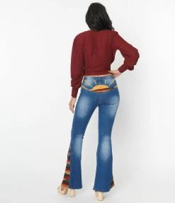 Saints & Hearts New Arrivals! Blue Denim Sun Embroidered Jeans