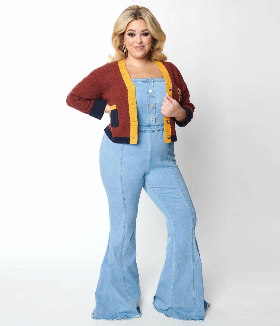 Saints & Hearts Plus Size Light Blue Denim Jumpsuit New Arrivals!
