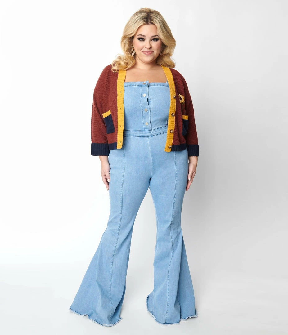 Saints & Hearts Plus Size Light Blue Denim Jumpsuit New Arrivals!