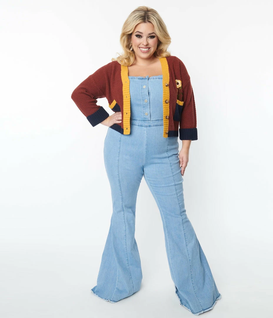 Saints & Hearts Plus Size Light Blue Denim Jumpsuit New Arrivals!