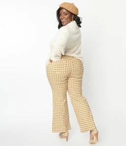 Hayden Trending Plus Size Mustard Gingham Pants