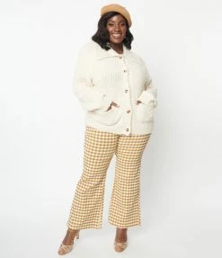 Hayden Trending Plus Size Mustard Gingham Pants