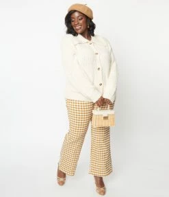 Hayden Trending Plus Size Mustard Gingham Pants