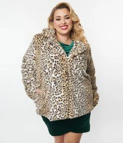 Hayden Plus Size Leopard Faux Fur Coat