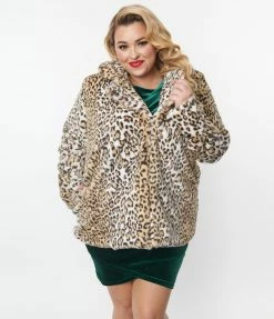 Hayden Plus Size Leopard Faux Fur Coat