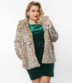 Hayden Plus Size Leopard Faux Fur Coat
