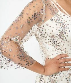 Hayden Champagne Mesh & Iridescent Glitter Sequin Kimono