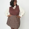 Hayden Plus Size Rust & Navy Tweed Mini Skirt Trending