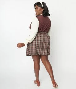 Hayden Plus Size Rust & Navy Tweed Mini Skirt Trending