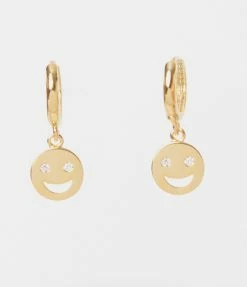FAME Accessories Gold Happy Face Dainty Hoop Earrings Jewelry