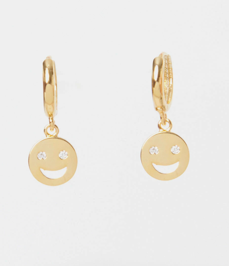 FAME Accessories Gold Happy Face Dainty Hoop Earrings Jewelry