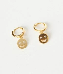 FAME Accessories Gold Happy Face Dainty Hoop Earrings Jewelry