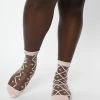 Ana Accessories Pink Ditsy Daisy Sheer Crew Socks