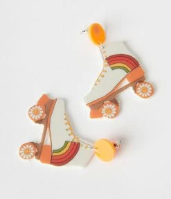 Ana Accessories Orange Retro Rollerskate Drop Earrings