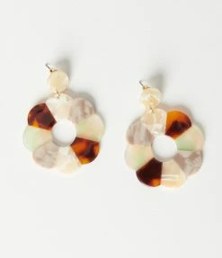 Anarchy Street Accessories Neutral Tone Flower Drop Earrings