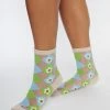 Anarchy Street Blue & Green Floral Diamond Crew Socks Accessories