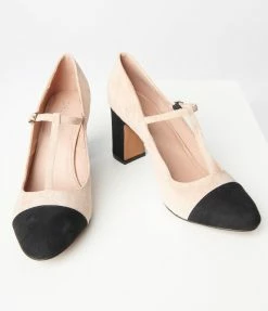 Demfon International (Chelsea Crew) Shoes Chelsea Crew Nude Suede T-Strap Oasis Heels