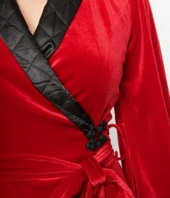 Rebel Love Clothing Red Velvet Astaire Wrap Pencil Dress