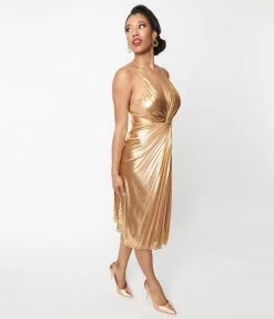 Rebel Love Golden Age Pleated Midi Dress