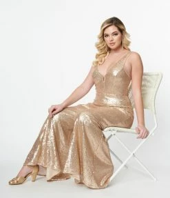 Rebel Love Clothing Champagne Sequin Limelight Jumpsuit