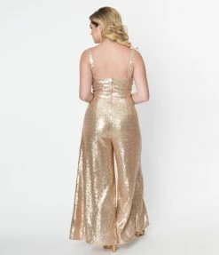 Rebel Love Clothing Champagne Sequin Limelight Jumpsuit